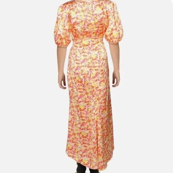 Lini Amalia‎ Midi Dress High Low Hem Yellow Multi Women's Size Large - Picture 2 of 6